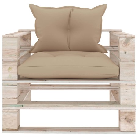 Garten-Palettensofa mit Beigen Kissen Kiefernholz