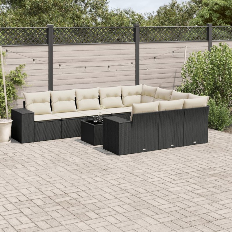 vidaXL 11-tlg. Garten-Sofagarnitur mit Kissen Schwarz Poly Rattan vidaXL 11-tlg. Garten-Sofagarnitur mit Kissen Schwarz Poly Rattan
