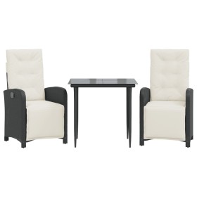 vidaXL 3-tlg. Bistro-Set mit Kissen Schwarz Poly Rattan