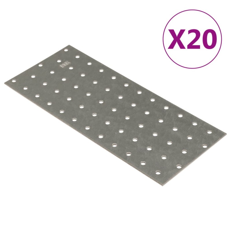 vidaXL Lochplatten 20 Stk. 2 mm 240x100 mm Verzinkter Stahl vidaXL Lochplatten 20 Stk. 2 mm 240x100 mm Verzinkter Stahl