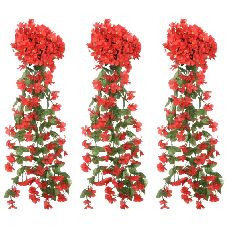 vidaXL Künstliche Blumengirlanden 3 Stk. Rot 85 cm vidaXL Künstliche Blumengirlanden 3 Stk. Rot 85 cm