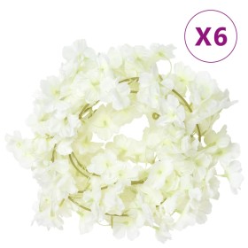 vidaXL Künstliche Blumengirlanden 6 Stk. Weiß 180 cm