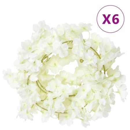 vidaXL Künstliche Blumengirlanden 6 Stk. Weiß 180 cm