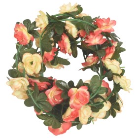 vidaXL Künstliche Blumengirlanden 6 Stk. Rose und Champagner 240 cm