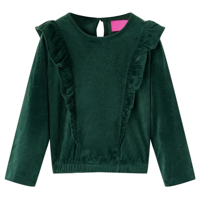Kinderbluse mit Rüschen Dunkelgrün 140 Kinderbluse mit Rüschen Dunkelgrün 140