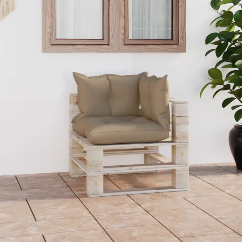 Garten-Ecksofa aus Paletten mit Kissen Kiefernholz Garten-Ecksofa aus Paletten mit Kissen Kiefernholz