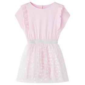 Kinderkleid mit Rüschen Hellrosa 92