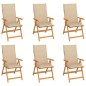 vidaXL Gartenstühle 6 Stk. mit Beigen Kissen Massivholz Teak vidaXL Gartenstühle 6 Stk. mit Beigen Kissen Massivholz Teak
