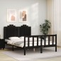 Massivholzbett mit Kopfteil Schwarz 140x200 cm Massivholzbett mit Kopfteil Schwarz 140x200 cm