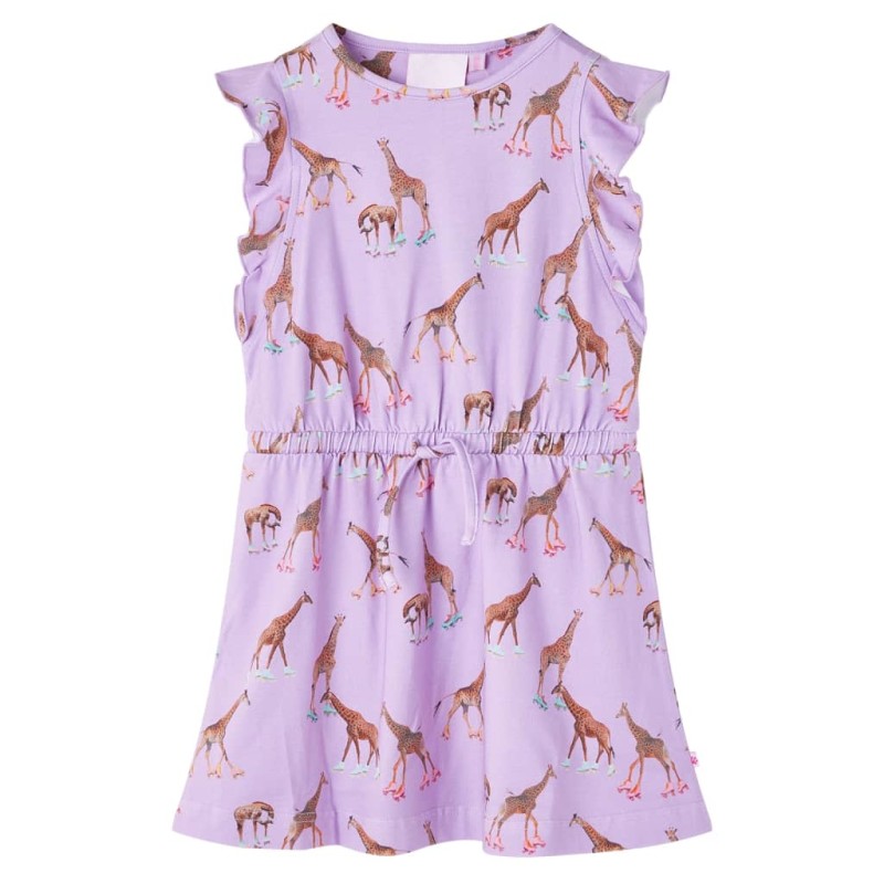 Kinderkleid mit Rüschenärmeln und Taillenband Lila 140 Kinderkleid mit Rüschenärmeln und Taillenband Lila 140