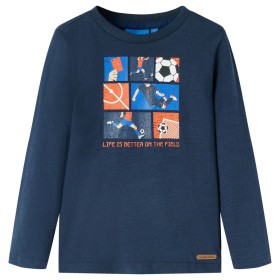 Kinder-Langarmshirt Marineblau Melange 140