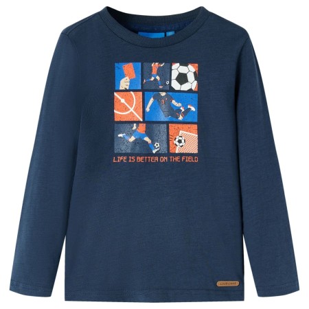 Kinder-Langarmshirt Marineblau Melange 140