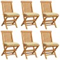 Gartenstühle mit Cremeweißen Kissen 6 Stk. Massivholz Teak Gartenstühle mit Cremeweißen Kissen 6 Stk. Massivholz Teak