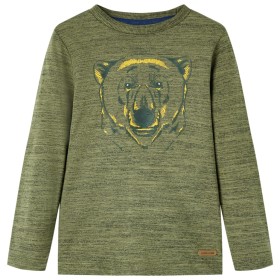 Kinder-Langarmshirt Khaki Melange 92