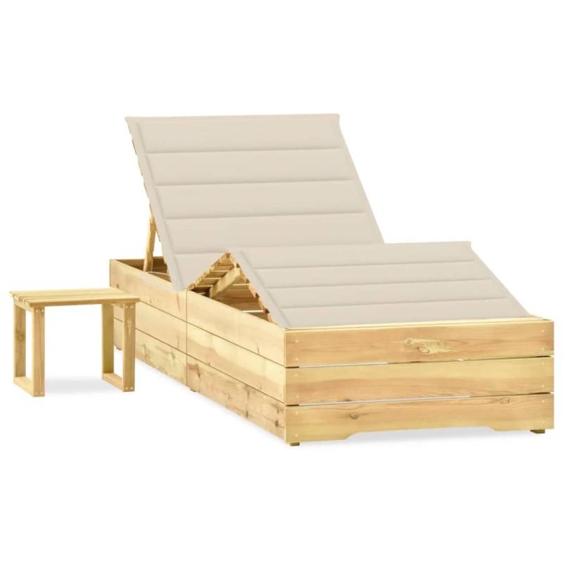 vidaXL Garten-Sonnenliege mit Tisch und Auflage Kiefer Imprägniert vidaXL Garten-Sonnenliege mit Tisch und Auflage Kiefer Imprägniert