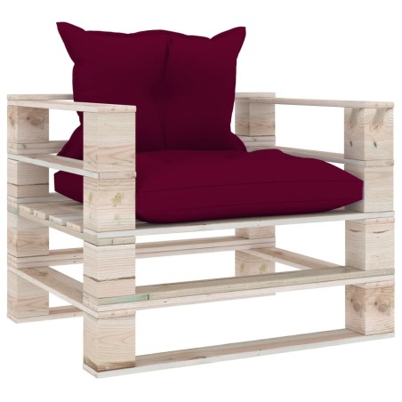 Outdoor-Sofa Paletten mit Kissen in Weinrot Kiefernholz