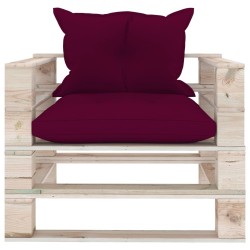 Outdoor-Sofa Paletten mit Kissen in Weinrot Kiefernholz