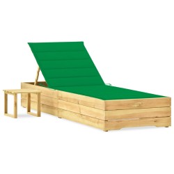 Garten-Sonnenliege mit Tisch und Auflage Kiefer Imprägniert