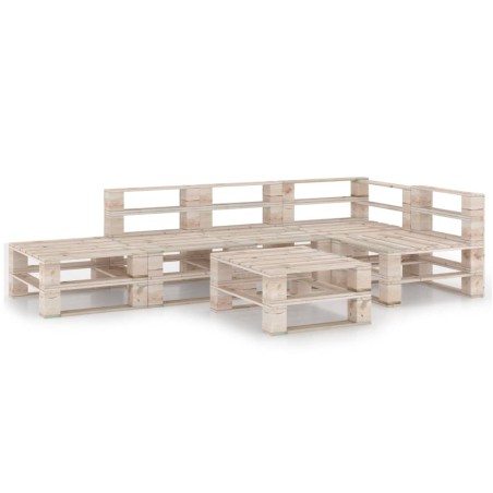 6-tlg. Garten-Lounge-Set aus Paletten Kiefernholz