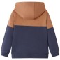 Kinder-Kapuzenpullover mit Halbem Reißverschluss Anthrazit Cognac 92 Kinder-Kapuzenpullover mit Halbem Reißverschluss Anthrazit Cognac 92