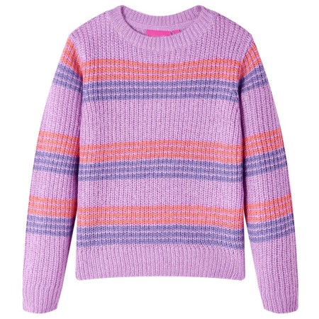 Kinderpullover mit Streifen Gestrickt Lila und Rosa 128
