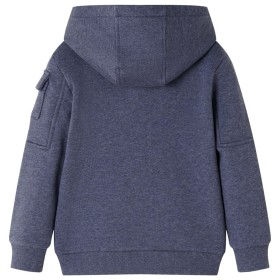 Kinder-Kapuzenpullover mit Reißverschluss Dunkelblau Melange 92