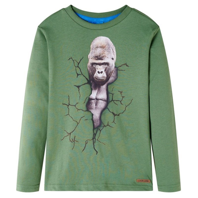 Kinder-Langarmshirt Helles Khaki 116 Kinder-Langarmshirt Helles Khaki 116