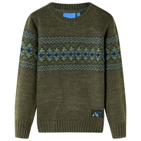 Kinderpullover Gestrickt Khaki 128