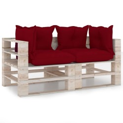 Garten-Palettensofa 2-Sitzer mit Kissen Kiefernholz