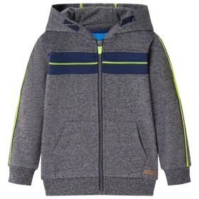 Kinder-Kapuzenpullover mit Reißverschluss Grau Melange 128