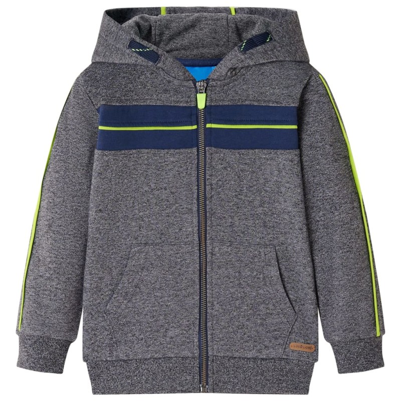 Kinder-Kapuzenpullover mit Reißverschluss Grau Melange 128 Kinder-Kapuzenpullover mit Reißverschluss Grau Melange 128