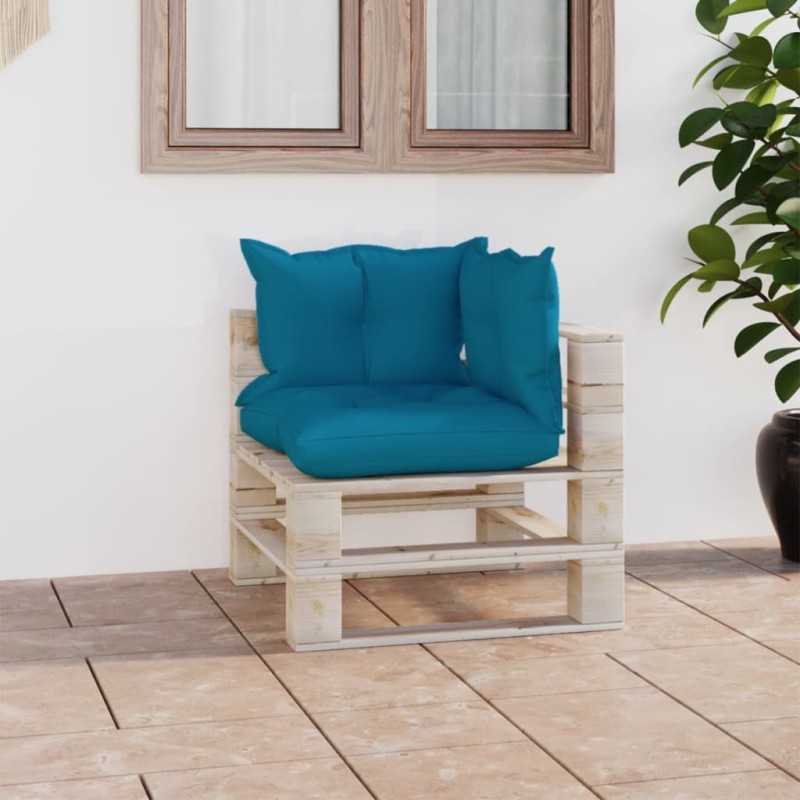 Garten-Ecksofa aus Paletten mit Kissen Kiefernholz Garten-Ecksofa aus Paletten mit Kissen Kiefernholz
