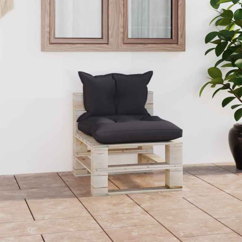 Outdoor-Mittelsofa Paletten mit Kissen Kiefernholz Outdoor-Mittelsofa Paletten mit Kissen Kiefernholz