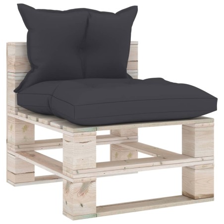 Outdoor-Mittelsofa Paletten mit Kissen Kiefernholz