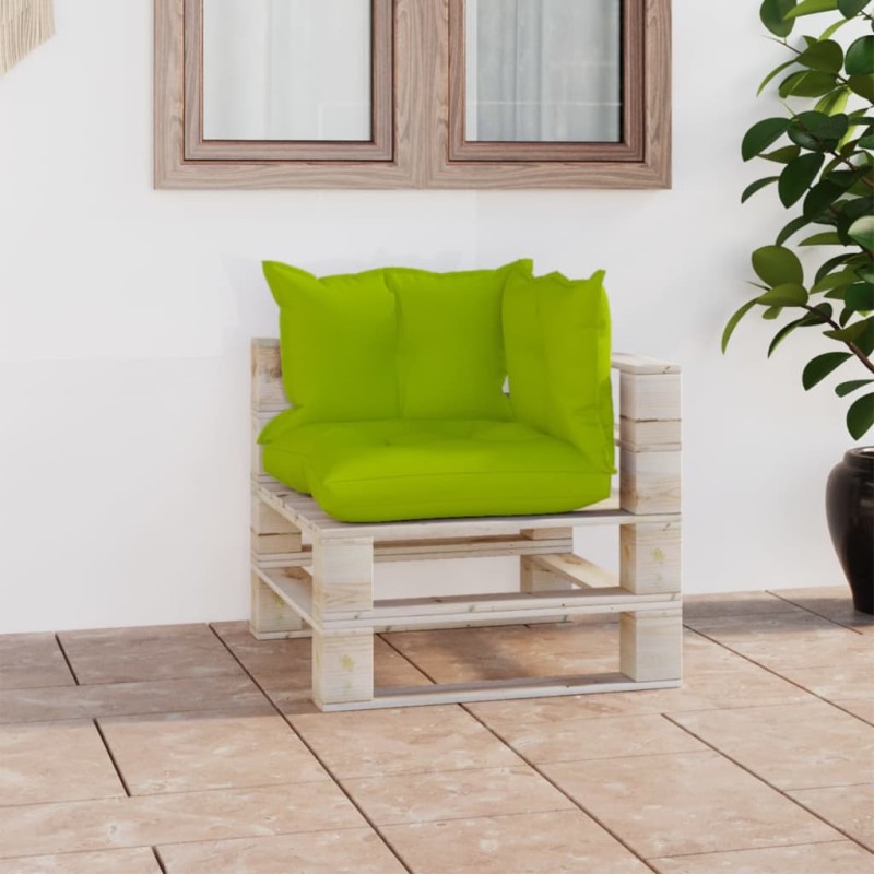 Garten-Ecksofa aus Paletten mit Kissen Kiefernholz Garten-Ecksofa aus Paletten mit Kissen Kiefernholz