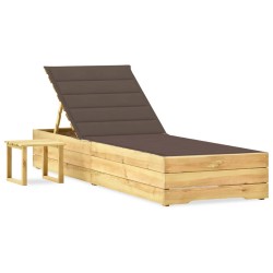 Garten-Sonnenliege mit Tisch und Auflage Kiefer Imprägniert