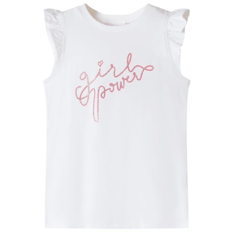 Kinder-T-Shirt mit Rüschenärmeln Ecru 116 Kinder-T-Shirt mit Rüschenärmeln Ecru 116