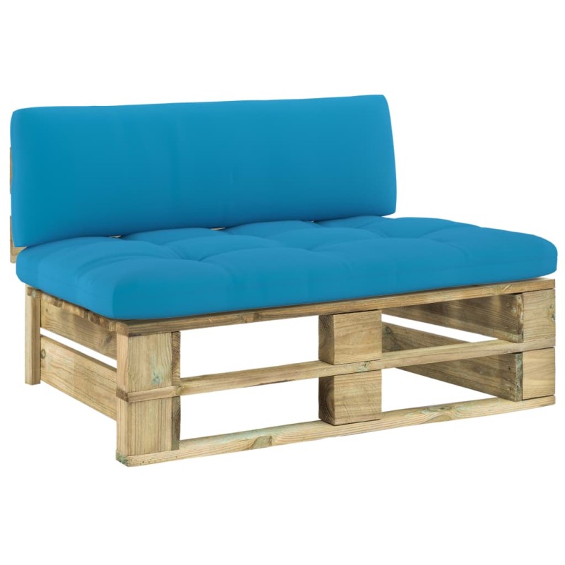 Garten-Mittelsofa aus Paletten Grün Imprägniertes Kiefernholz Garten-Mittelsofa aus Paletten Grün Imprägniertes Kiefernholz