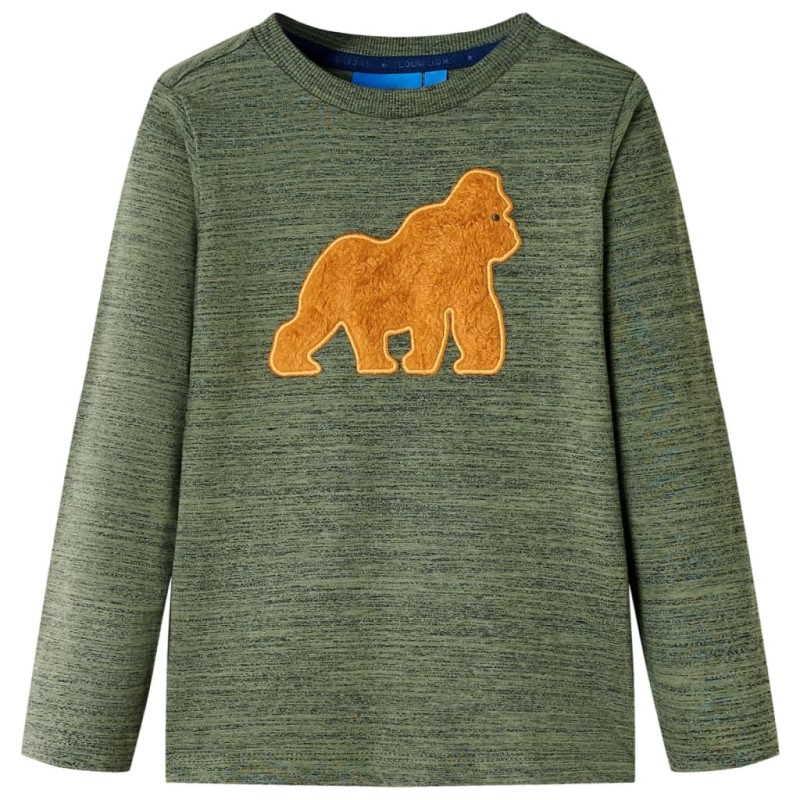 Kinder-Langarmshirt Khaki Melange 128 Kinder-Langarmshirt Khaki Melange 128