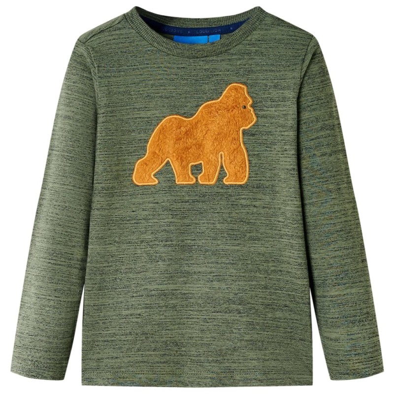 Kinder-Langarmshirt Khaki Melange 104 Kinder-Langarmshirt Khaki Melange 104