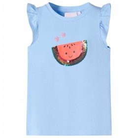 Kinder-T-Shirt mit Rüschenärmeln Hellblau 92