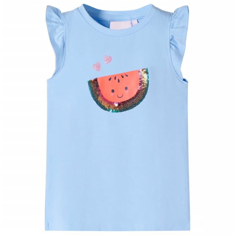 Kinder-T-Shirt mit Rüschenärmeln Hellblau 92 Kinder-T-Shirt mit Rüschenärmeln Hellblau 92