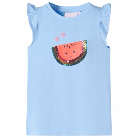 Kinder-T-Shirt mit Rüschenärmeln Hellblau 92