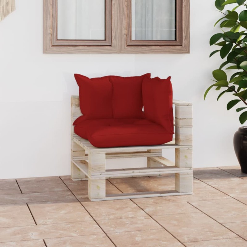 Garten-Ecksofa aus Paletten mit Kissen Kiefernholz Garten-Ecksofa aus Paletten mit Kissen Kiefernholz