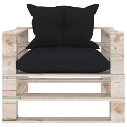 Garten-Palettensofa mit Schwarzen Kissen Kiefernholz