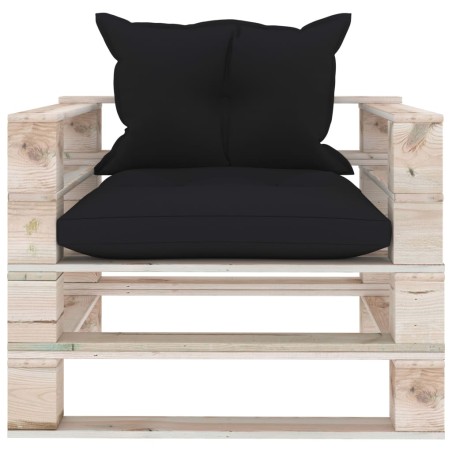 Garten-Palettensofa mit Schwarzen Kissen Kiefernholz
