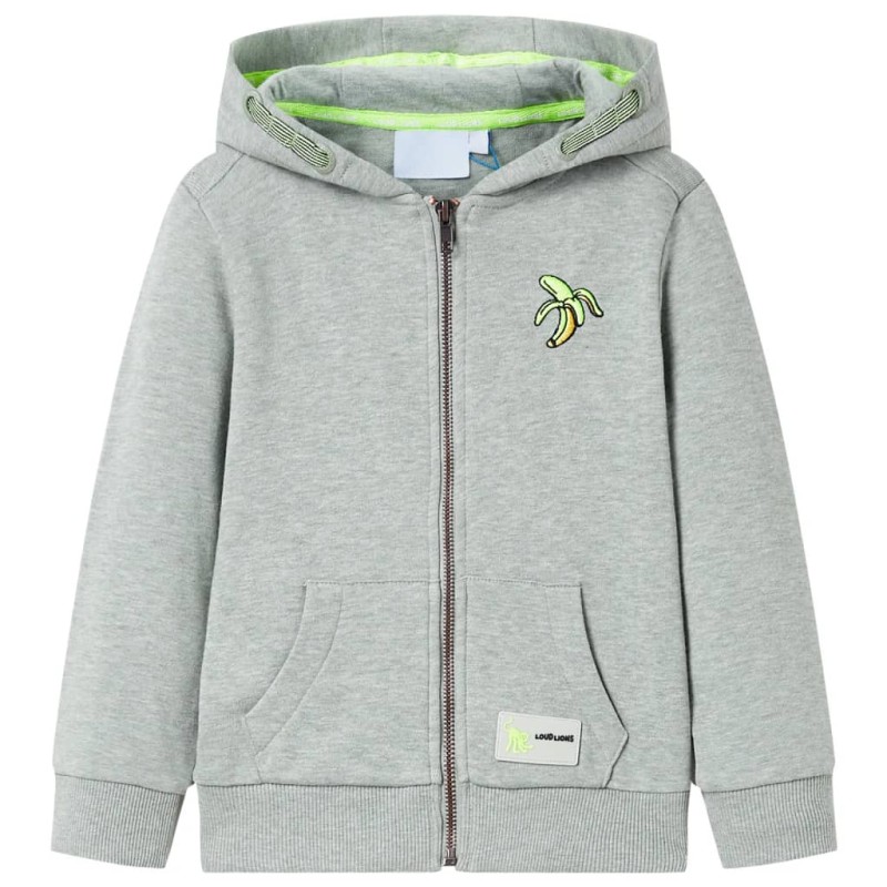 Kinder-Kapuzenpullover mit Reißverschluss Helles Khaki Melange 116 Kinder-Kapuzenpullover mit Reißverschluss Helles Khaki Melange 116