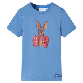 Kinder-Kurzarmshirt Mittelblau 140
