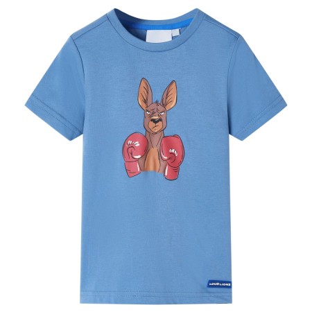 Kinder-Kurzarmshirt Mittelblau 140