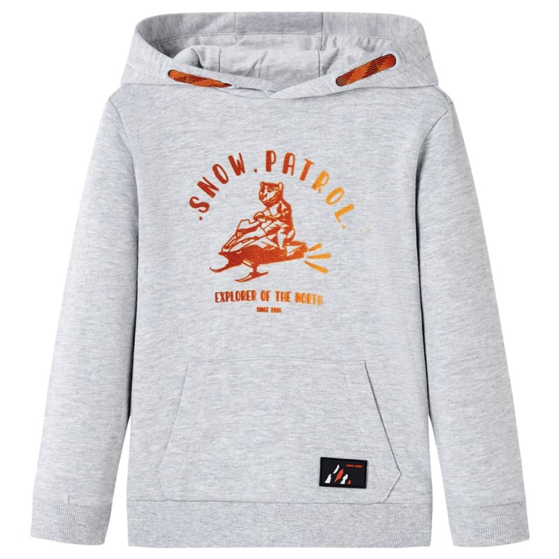 Kinder-Kapuzenpullover Grau Melange und Orange 140 Kinder-Kapuzenpullover Grau Melange und Orange 140